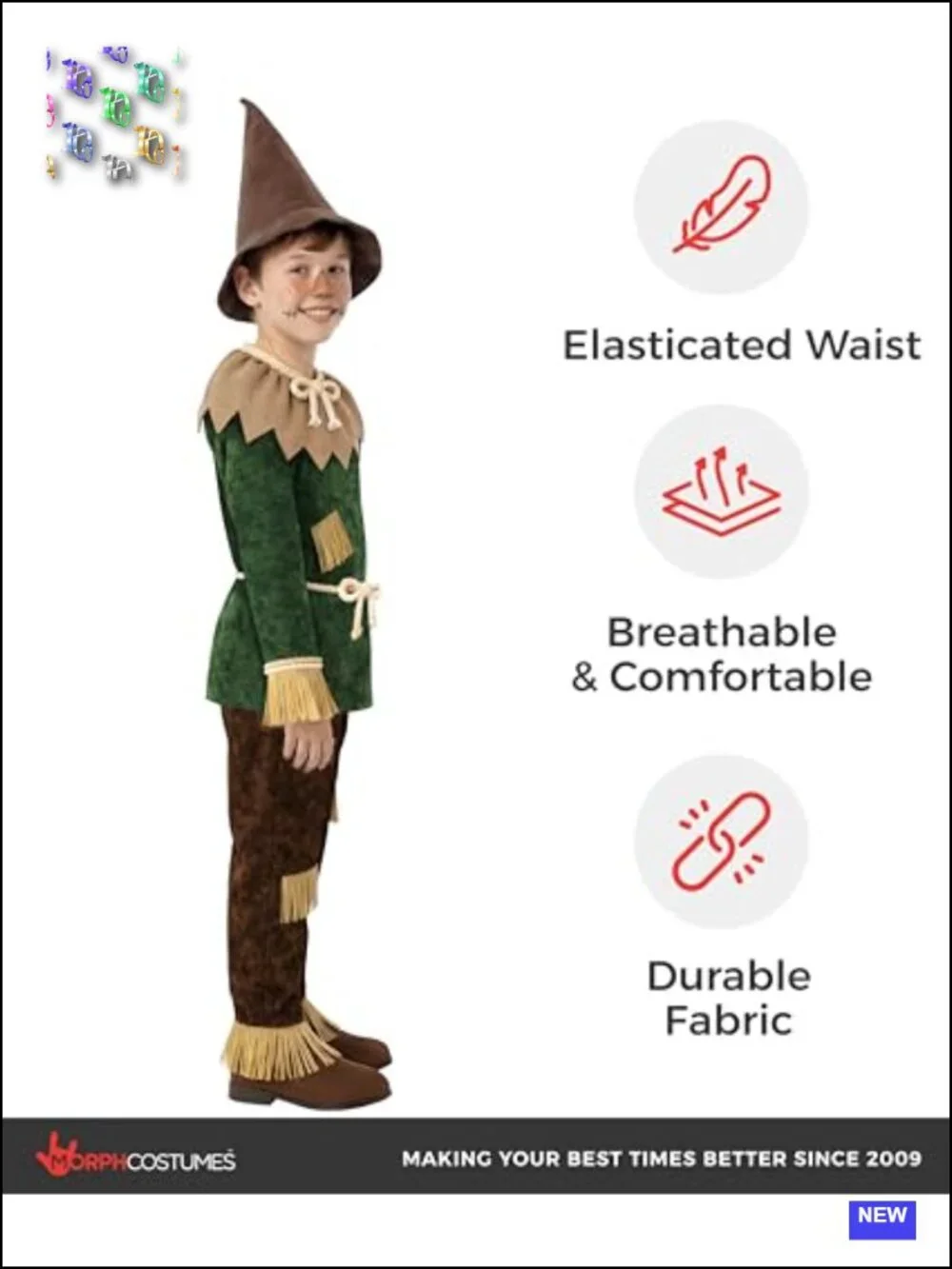 Kids Scarecrow Costume Boys Halloween Cosplay Set with Hat